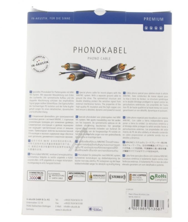 00405120 PREMIUM PHONOKABEL PHONO CINCH  PHONO CINCH 2,0M