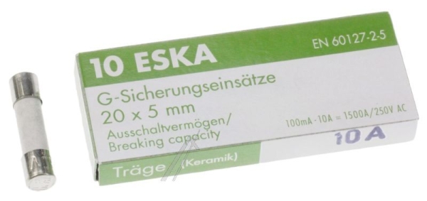 10A-T 522.727 KERAMISCHE ZEKERING 5X20MM INH:10 STUKS ROHS-CONFORM