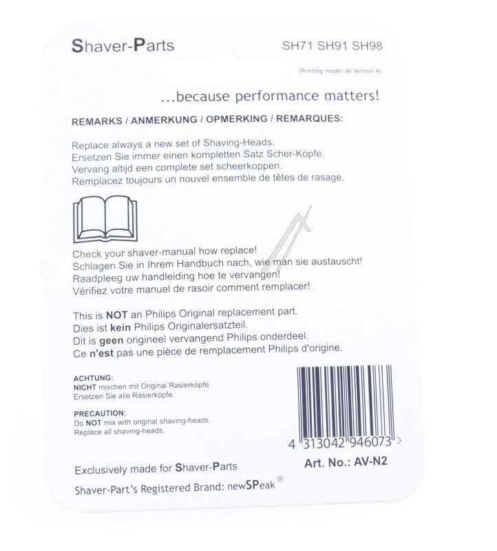 SCHEERKOPPEN INCL. HOUDER, ALTERNATIEF VOOR PHILIPS SH71 / 91 / 98
