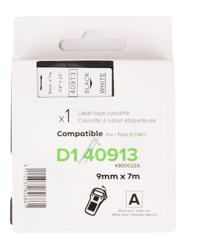 K80002ZA TAPE ZWART OP WIT