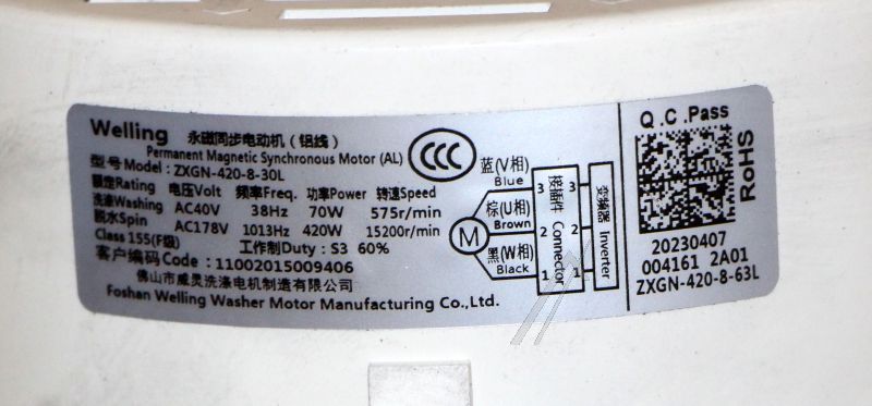 ZXGN-420-8-30L 11002015009406 MOTOR, 40-178VAC, 420W