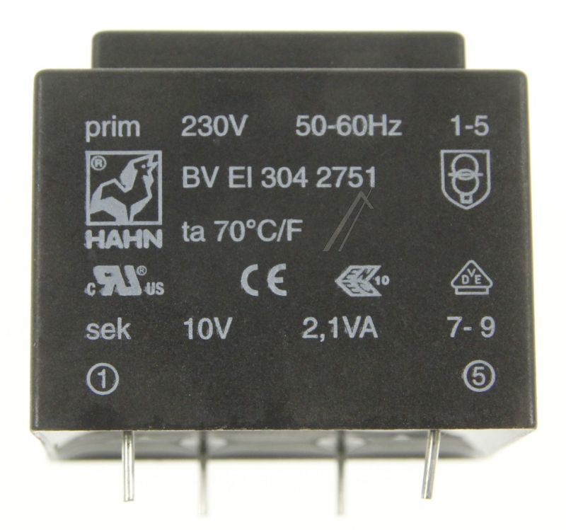 10V-210MA BVEI3042751 PRINTTRAFO 230V EI30 2,1VA 32,5X27,5X26,5MM