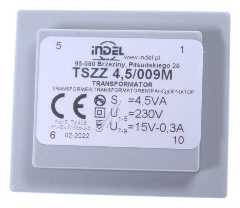 15V-300MA PRINTTRAFO 230V EI38 4,5VA 35,0X41,4X28,3MM