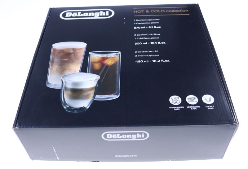 DLSC326 AS00004620 HOT&COLD-COLLECTIE, SET VAN 2 CAPPUCCINO-, 2 COLD BREW- EN 2 THERMISCHE DUBBELWANDIGE GLAZEN