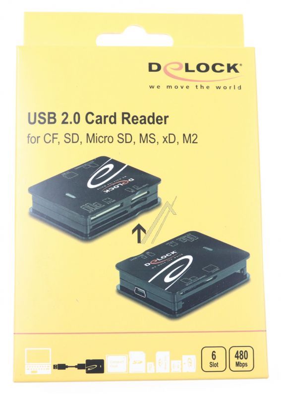 91007 USB 2.0 KAARTLEZER VOOR CF / SD / MICRO SD / MS / XD / M2 GEHEUGENKAARTEN