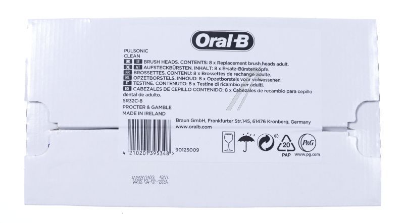 B395348 ORAL-B AUFSTECKBÜRSTEN PULSONIC CLEAN 8ER FFS/ WEISS
