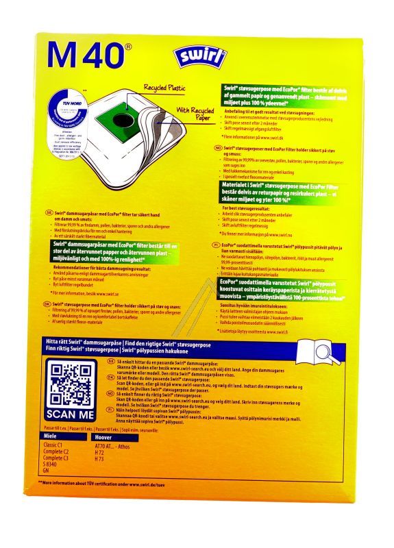 M40 / 99753 6786231 STOFZUIGERZAKKEN MP AIRSPACE GREEN LINE, 4 STUKS