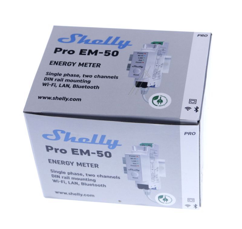 219772 SHELLY_PROEM_50A PRO EM 50A STROOMMETER INCL. 2X50A KLEMMEN MEETFUNCTIE WLAN LAN BT