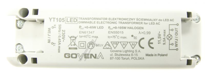 8750MA-105W TRAFO VOOR LED- EN HALOGEENLAMPEN, DIMBAAR