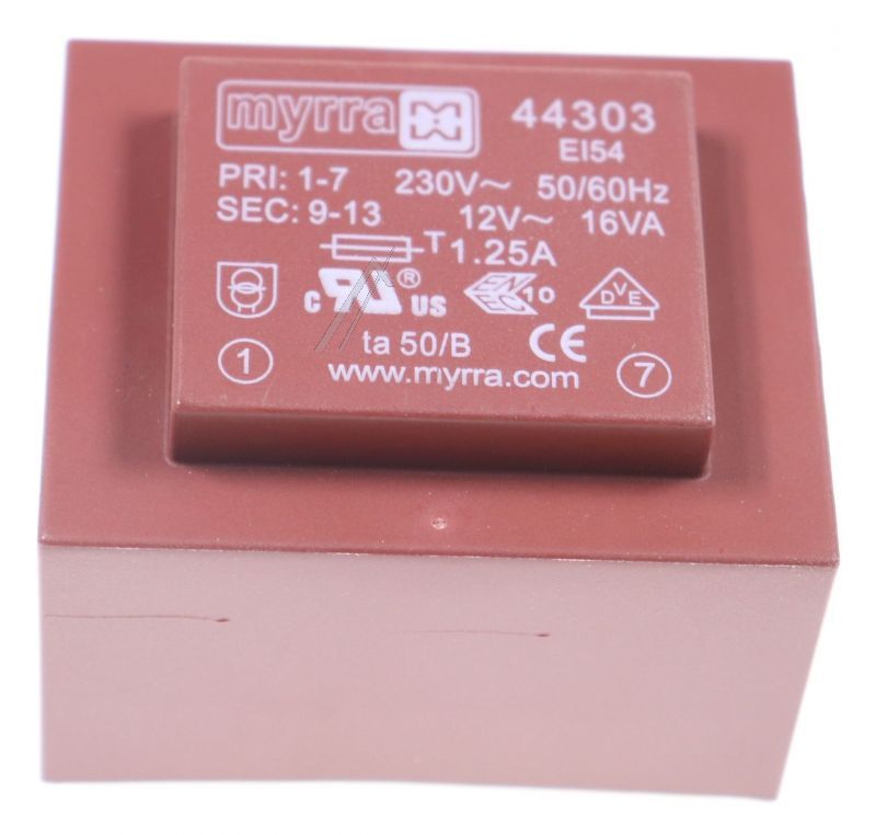 12V-1333MA 44303 PRINTTRAFO 230V EI54 16,0VA 47,5X56,5X38,8MM 133