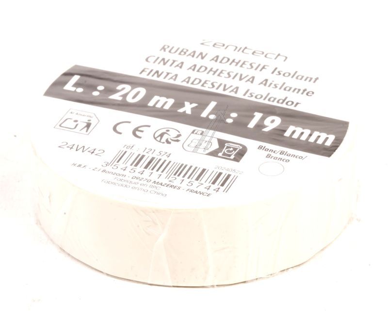 121574 ISOLATIETAPE CHATTERTON 19MM X 20M WIT