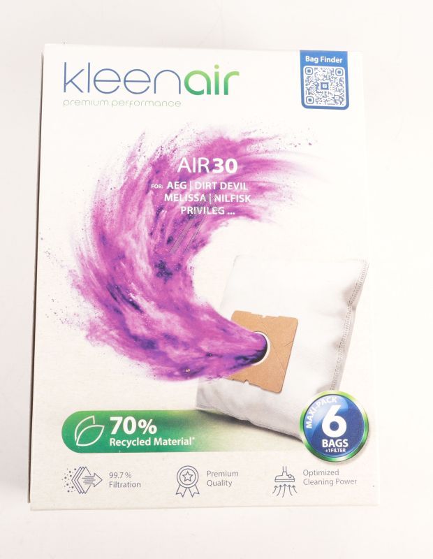 AIR30 KLEENAIR PREMIUM MICROFLIES-STOFZAKKEN 6 STUKS 5-LAAGS ALTERNATIEF VOOR MELISSA, DIRT DEVIL, CLATRONIC